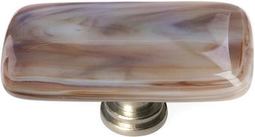 Cirrus White with Brown Long Knob with Satin Nickel Base LK-305-SN