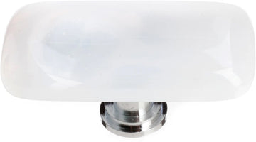 Cirrus White Long Knob with Polished Chrome Base LK-400-PC