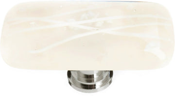 Cirrus Vanilla & White Mardi Gras Long Knob with Polished Chrome Base LK-500-PC