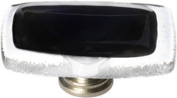 Reflective Black Long Knob with Satin Nickel Base LK-700-SN