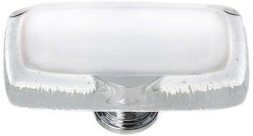 Reflective White Long Knob with Polished Chrome Base LK-701-PC