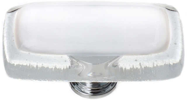Reflective White Long Knob with Polished Chrome Base LK-701-PC