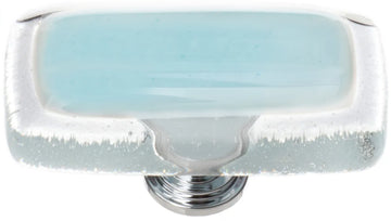 Reflective Light Aqua Long Knob with Polished Chrome Base LK-702-PC