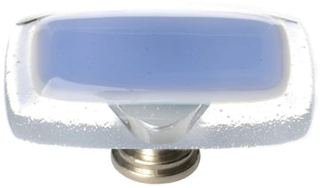 Reflective Sky Blue Long Knob with Satin Nickel Base LK-704-SN