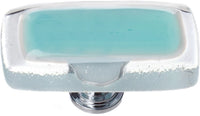 Reflective Aqua Long Knob with Polished Chrome Base LK-708-PC