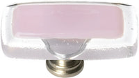 Reflective Pink Long Knob with Satin Nickel Base LK-717-SN