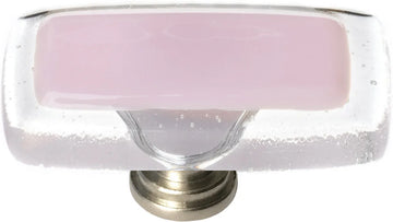 Reflective Pink Long Knob with Satin Nickel Base LK-717-SN