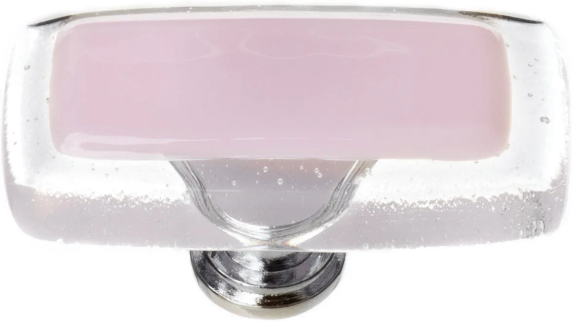 Reflective Pink Long Knob with Polished Chrome Base LK-717-PC