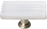 Texture Reed White Long Knob with Satin Nickel Base LK-800-SN