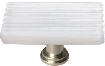 Texture Reed White Long Knob with Satin Nickel Base LK-800-SN