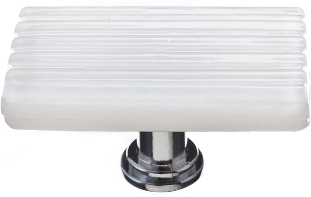 Texture Reed White Long Knob with Polished Chrome Base LK-800-PC