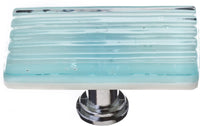 Texture Reed Light Aqua Long Knob with Polished Chrome Base LK-801-PC