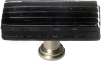 Texture Reed Black Long Knob with Satin Nickel Base LK-802-SN