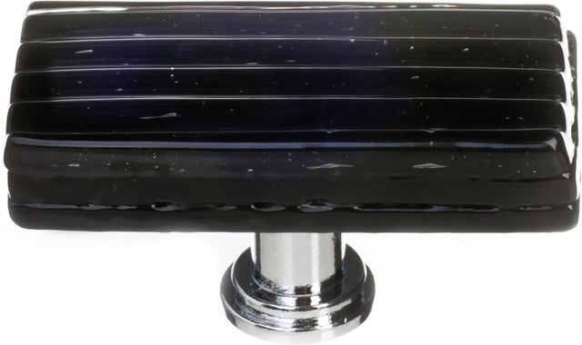 Texture Reed Black Long Knob with Polished Chrome Base LK-802-PC