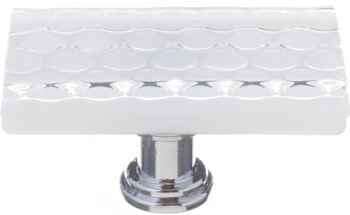 Texture Honeycomb White Long Knob with Polished Chrome Base LK-900-PC