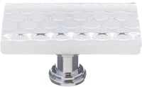 Texture Honeycomb White Long Knob with Polished Chrome Base LK-900-PC