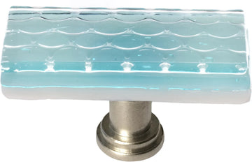 Texture Honeycomb Light Aqua Long Knob with Satin Nickel Base LK-901-SN
