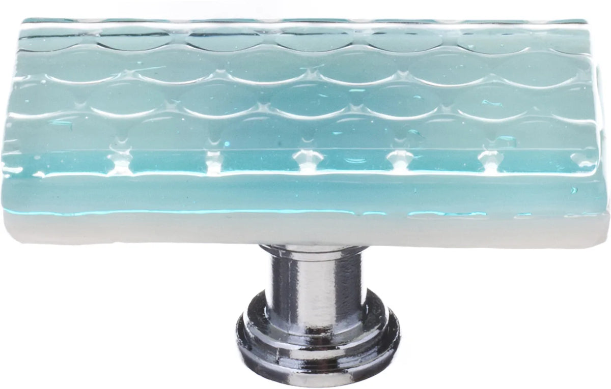 Texture Honeycomb Light Aqua Long Knob with Polished Chrome Base LK-901-PC