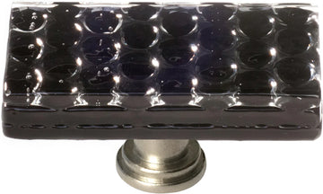 Texture Honeycomb Black Long Knob with Satin Nickel Base LK-902-SN