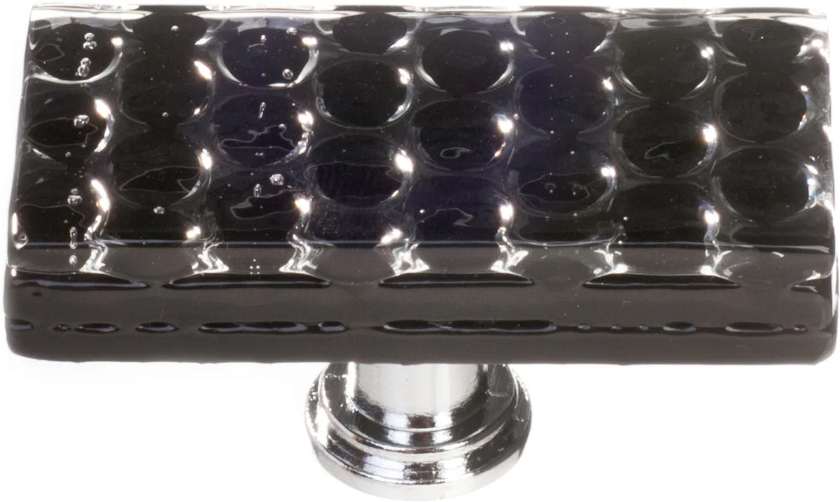 Texture Honeycomb Black Long Knob with Polished Chrome Base LK-902-PC