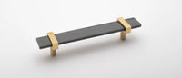Adjustable 7'' Slate Gray Pull with Satin Brass Base P-1902-7-SB