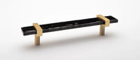 Adjustable 7'' Black Pull with Satin Brass Base P-1903-7-SB
