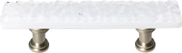 Glacier White Pull with Satin Nickel Base P-212-SN