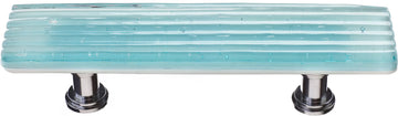 Texture Reed Light Aqua Pull with Polished Chrome Base P-801-PC