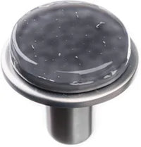 Geometric Geomtric Round Slate Grey on Round Satin Nickel Knob R-1301-SN