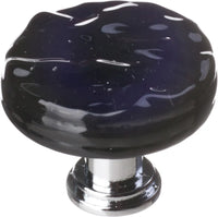 Glacier Black Round Knob with Polished Chrome Base R-213-PC