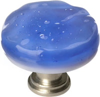 Glacier Sky Blue Round Knob with Satin Nickel Base R-219-SN