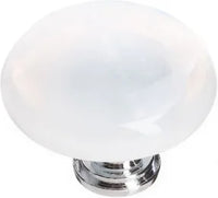 Cirrus White Round Knob with Base R-400