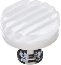 Texture Reed White Round Knob with Base R-800