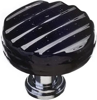 Texture Reed Black Round Knob with Base R-802