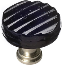 Texture Reed Black Round Knob with Satin Nickel Base R-802-SN