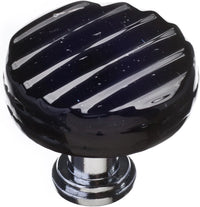 Texture Reed Black Round Knob with Polished Chrome Base R-802-PC