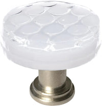 Texture Honeycomb White Round Knob with Satin Nickel Base R-900-SN
