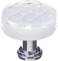 Texture Honeycomb White Round Knob with Polished Chrome Base R-900-PC