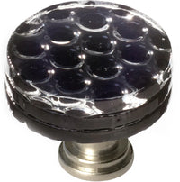 Texture Honeycomb Black Round Knob with Satin Nickel Base R-902-SN