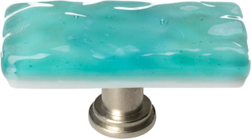 Skinny Glacier Aqua Long Knob with Satin Nickel Base SLK-207-SN