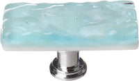 Skinny Glacier Light Aqua Long Knob with Polished Chrome Base SLK-208-PC