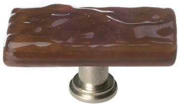 Skinny Glacier Woodland Brown Long Knob with Satin Nickel Base SLK-209-SN