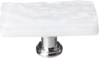 Skinny Glacier White Long Knob with Polished Chrome Base SLK-212-PC