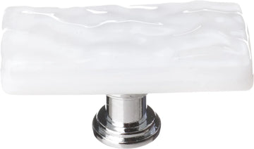 Skinny Glacier White Long Knob with Polished Chrome Base SLK-212-PC