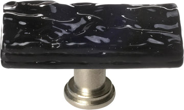 Skinny Glacier Black Long Knob with Satin Nickle Base SLK-213-SN