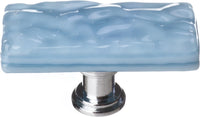 Skinny Glacier Powder Blue Knob with Polished Chrome Base SLK-215-PC