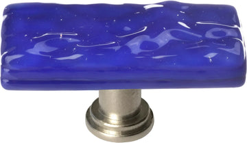 Skinny Glacier Deep Cobalt Blue Long Knob with Satin Nickel Base SLK-221-SN