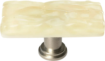 Skinny Glacier Pale Yellow Long Knob with Satin Nickel Base SLK-222-SN