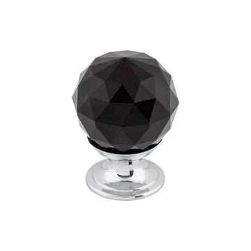 Black Crystal Knob 1 1/8'' TK115PC Polished Chrome Base