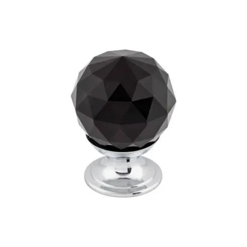 Black Crystal Knob 1 1/8'' TK115PC Polished Chrome Base